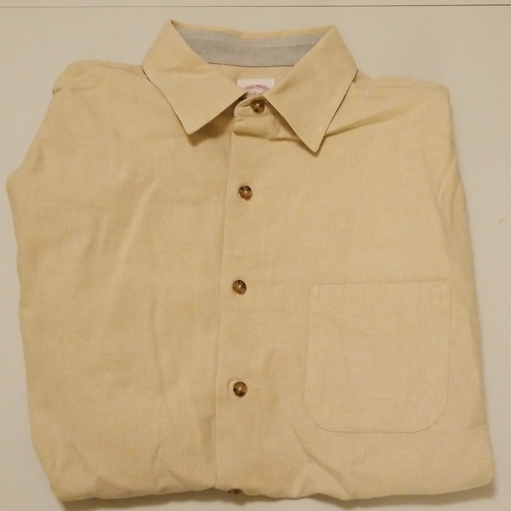 Brooks Brothers Tan Flannel Italian L Shirt SOFT